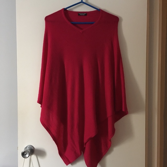 Big! 100% Cashmere Fuchsia Pink Poncho Made in Nepal One Size - Picture 4 of 5